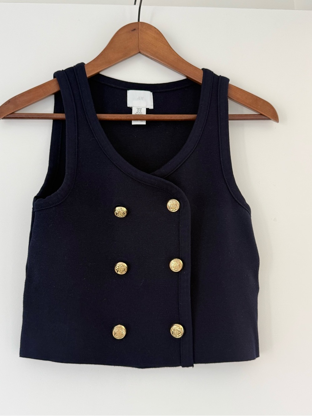 H&M Navy Double-Breasted Tank with Gold Buttons